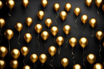 golden balloons isolated on dark background