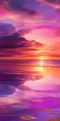 Schilderijen op glas Fantasy sunset over ocean or sea. © anthony