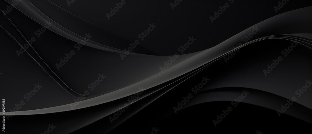 Sticker Abstract black and silver waves flow in a sleek and modern design. Modern abstract dark background useful for technical presentations