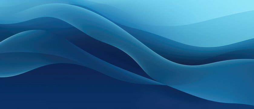 Sleek blue and black waves wide wallpaper in a luxurious abstract design.
