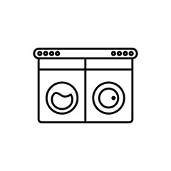 Commercial laundry shop vector icon. Commercial laundry shop vector symbol in black and white color.
