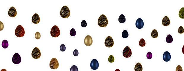 Collection of photos perfect colorful handmade painted easter eggs isolated