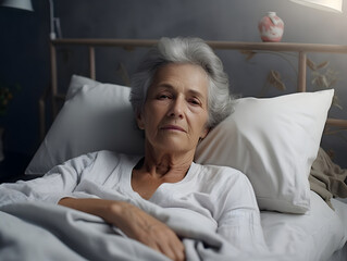 A senior woman suffering from insomnia