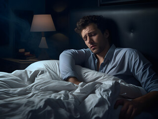Fototapeta premium A man suffering from insomnia
