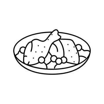 recommend clip art: coq au vin french cuisine line icon vector. coq au vin french cuisine sign. isolated contour symbol black illustration