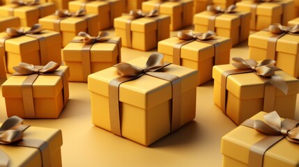Gifts On Yellow Background Top View , Background HD, Illustrations
