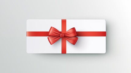 A Beautiful White Gift Box Adorned With a Vibrant Red Bow