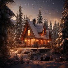 Enchanted Winter Cabin in the Whispering Pines