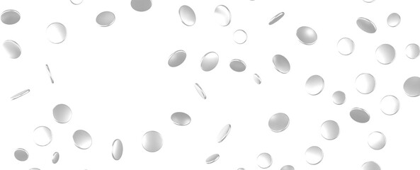 Glorious Cascade: Exquisite 3D Illustration of Glowing silver Confetti