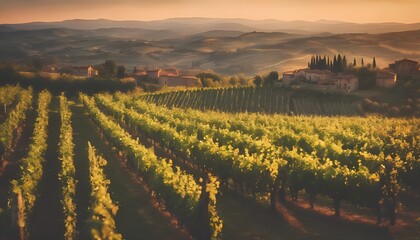 Sunrise over Tuscan landscape