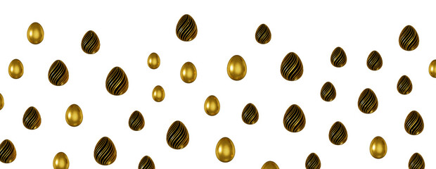 3d rendering of Easter elegant eggs with gold paint