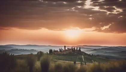 Fotobehang Sunrise over Tuscan landscape © holdstillandclick