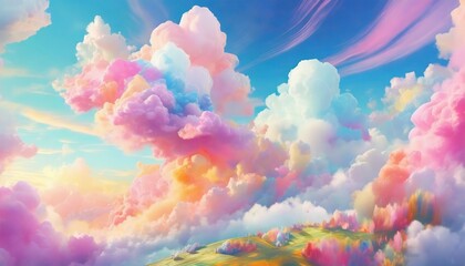 generative ai バブルガムのような色とりどりな雲が広がる夢幻的な空