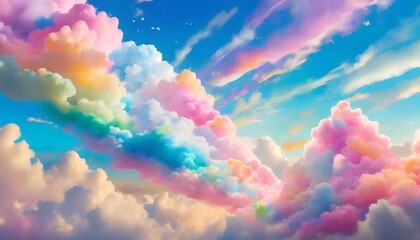 generative ai バブルガムのような色とりどりな雲が広がる夢幻的な空 - obrazy, fototapety, plakaty
