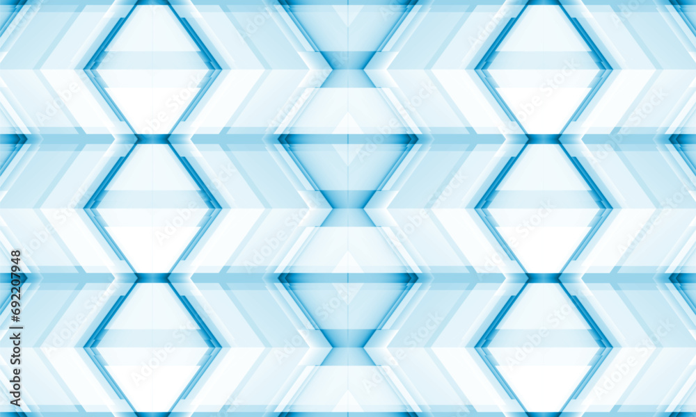 Poster Blue 3D geometric abstract technology background with rhombus frames. Digital hi tech abstract modern gaming banner design. Vector illustration