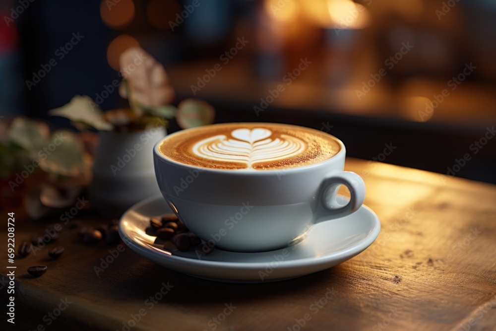 Aufkleber a cup of coffee sitting on top of a saucer. suitable for various applications