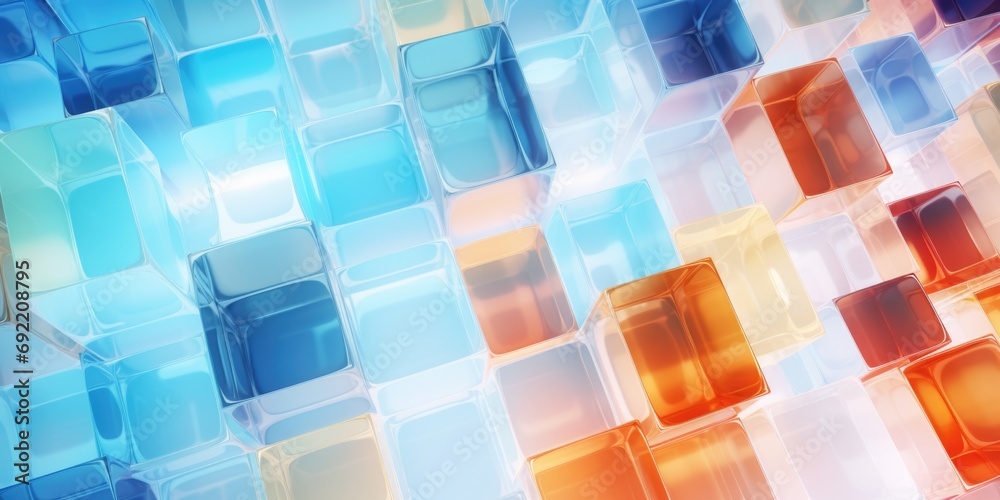 Poster a close-up view of a bunch of colored cubes. perfect for graphic design projects and educational mat