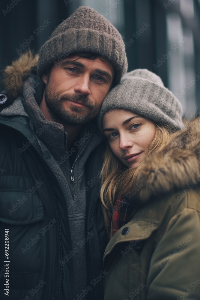 Aufkleber A picture of a man and a woman standing next to each other. Suitable for various uses