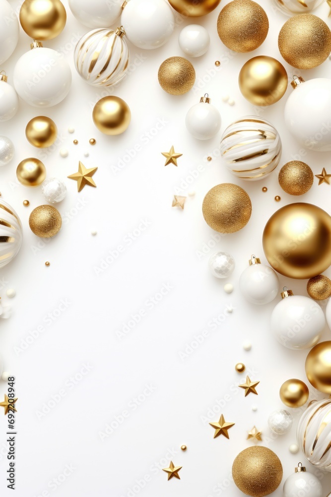 Aufkleber a festive white and gold christmas background adorned with beautiful ornaments. perfect for adding a