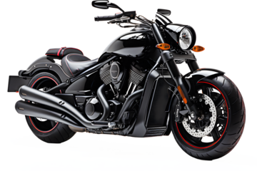 black motorbike isolated on transparent background ,classic motorcycle png ,generative ai