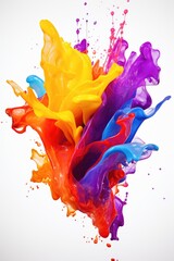 Fototapeta premium Colorful paint splashes on a white surface. Can be used for creative projects and artistic designs