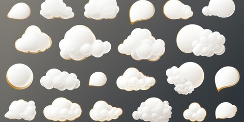 White clouds floating against a black background. Suitable for various design projects - obrazy, fototapety, plakaty