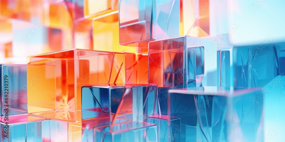 Poster A close up view of a bunch of glass cubes. This versatile image can be used for various design projects