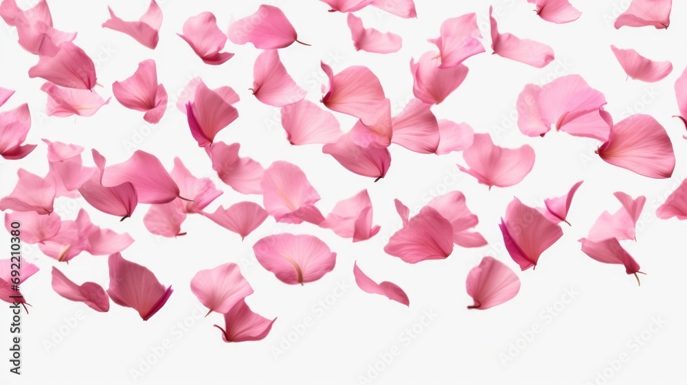 Poster A beautiful image of a bunch of pink flowers floating in the air. Perfect for adding a touch of elegance to any design or project
