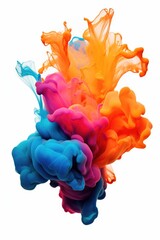A vibrant image capturing a bunch of colored ink suspended in the air. Perfect for creative projects and abstract designs