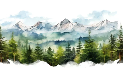 Rollo Beautiful watercolor painting of a mountain range. Perfect for nature enthusiasts and art lovers. © Fotograf