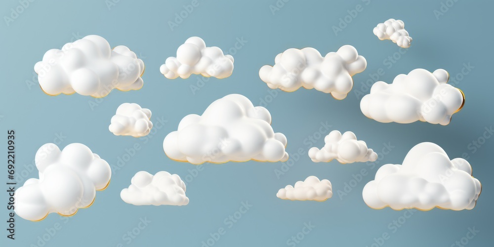 Poster white clouds floating in the air, perfect for nature or weather-related projects