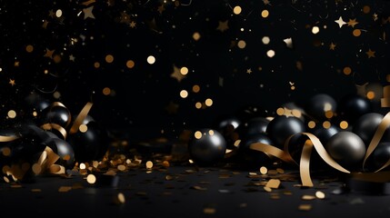 Bright golden and lights and confetti bokeh background