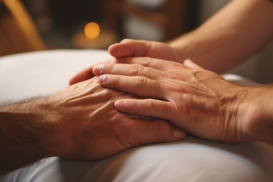 A close-up shot of a person holding another person's hand. This image can be used to depict unity, support, friendship, or love