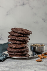 stacked chocolate chip cookies