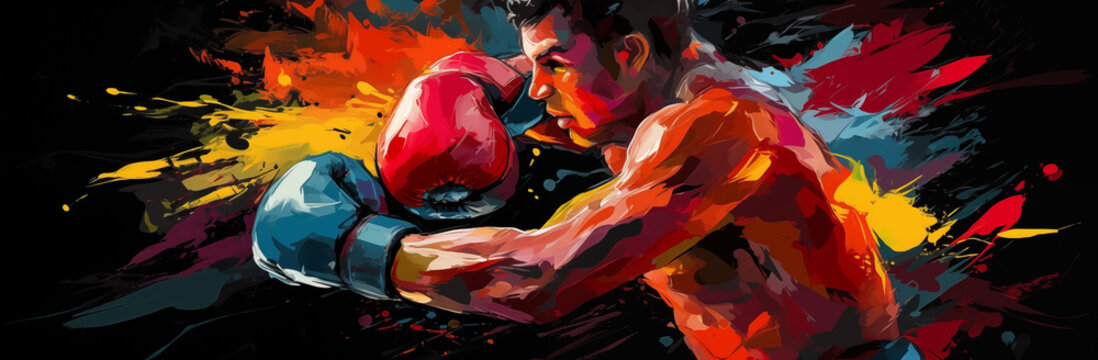boxing background in vivid colors Generative AI