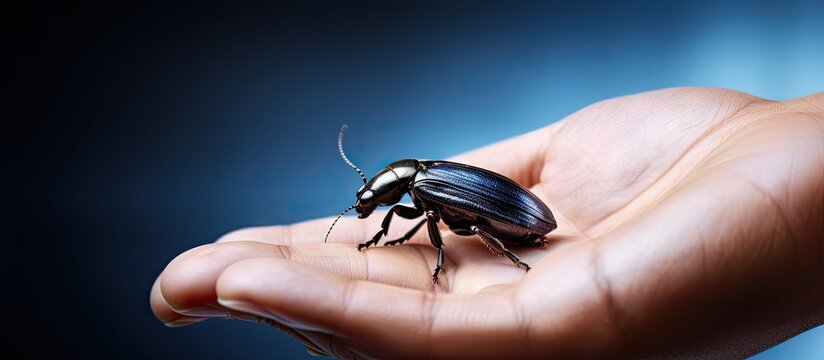 Alaus oculatus commonly called the eastern eyed click beetle or eyed elater is a species of click beetle on its back in palm of hand alive and well with selective focus Human wildlife interacti