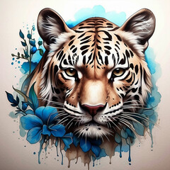 tiger head vector art illustration Generative Ai