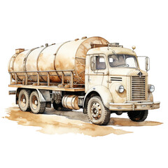 Gasoline tanker truck, truck, self-propelled vehicle, truck isolated on white