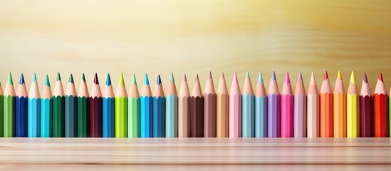 Back to School message with pastel color pencils on wood desk for you education or school message....