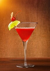 Tasty sweet alcohol cocktail in glass