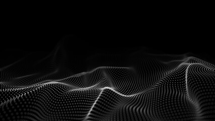 Futuristic motion white wave background. The abstract structure of network connection. Big data visualization. 3D rendering.