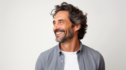 Obraz premium Portrait of a happy man on white background, professional photograhpy