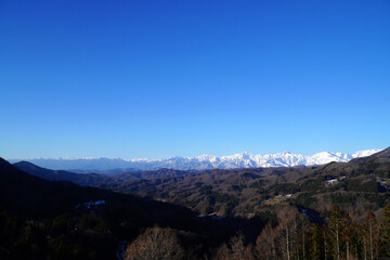 冬の大望峠から眺めた北アルプス