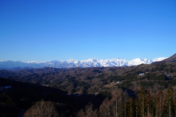冬の大望峠から眺めた北アルプス