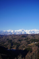 冬の大望峠から眺めた北アルプス