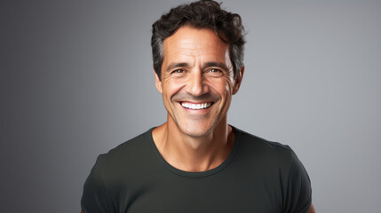 Obraz premium Portrait of a happy man on white background, professional photograhpy