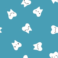 Medicine cartoon teeth seamless health dentist pattern for kids and doctors accessories and fabrics