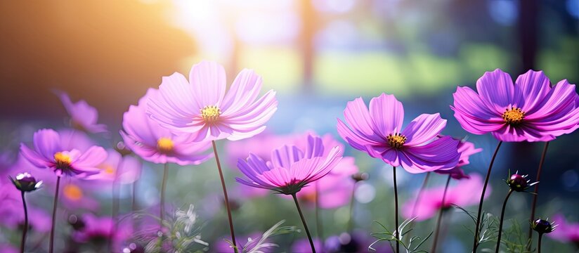 Beautiful Tiny Flower In Nature Garden Images. Copy space image. Place for adding text or design