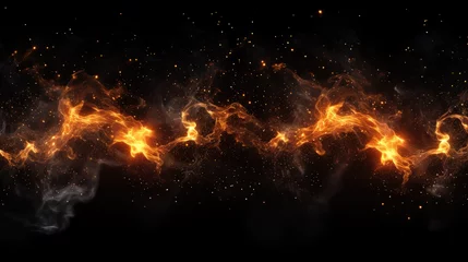 Fotobehang Realistic isolated fire effect for decoration and covering on black background. Concept of particles , sparkles, flame and light on white background  © Pixel Town
