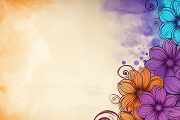 Cartoon background illustration with flowers and space for text